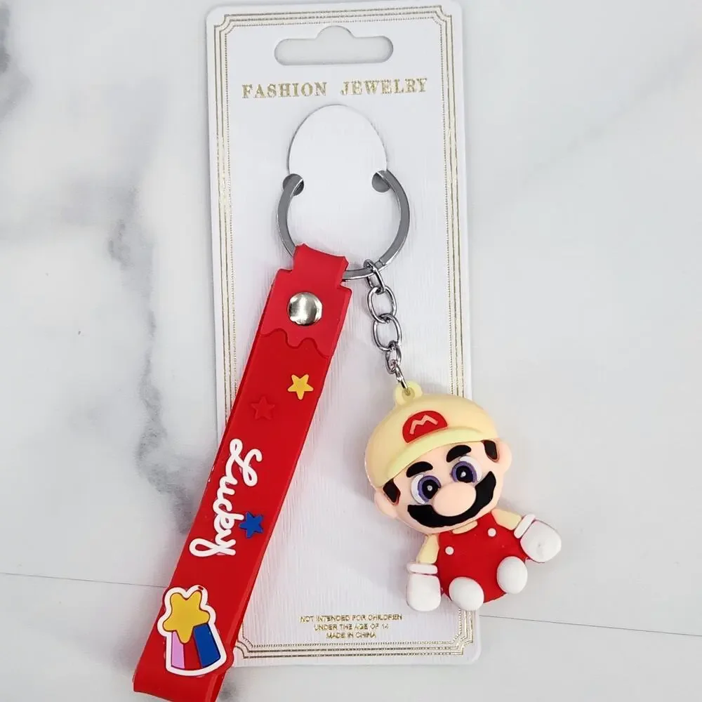 **NEW** Mario! Super Mario 3D Figure Keychain & Strap Bag Charm PVC/Silicone Red